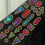 Bob Mackie Vintage Black Velvet Jacket Full Zip 2X Jewels Art To Wear Colorful Photo 1