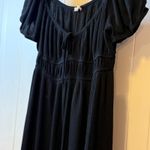 Blush Puff Sleeve Smocked Waist Maxi Dress Square Neck Tie Front Ruffle Hem XL Black Photo 5