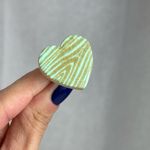 VTG Y2K Steppie Co. Wooden Heart Adjustable Ring Mint Green Whimsical Handmade Photo 10