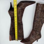 Nine West NWPickwick Womens 6M Brown Snake Print Knee High Stiletto Boots Career Photo 5