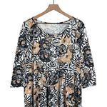 Lilly Pulitzer  Geanna Dress Sz L Floral Tiger Swing 3/4 Sleeve Tiered Jersey Photo 2