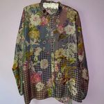 Johnny Was  Size S Silk Blouse Top Cathron Mingle Shirt Button Collar Photo 0