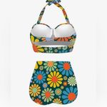 NEW Retro 70’s 2 Pc Bikini Set High Waist Bikini Swimsuit Halter Ruched M Blue Size M Photo 8