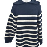 ZARA Blue White Striped Long Sleeve Hooded Hoodie Sweatshirt Sweater Top Size S Photo 0