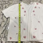 Yarnworks Vintage Floral and White Short Sleeve Button up‎ Top- Size Large Photo 2