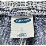 Old Navy Pants Womens L White Blue Striped Linen Blend Wide Leg Pull On Coastal Photo 8