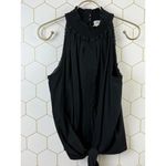 Red Haute  Poplin Black Tie Front High Neck Top - Size - Small Photo 5