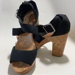 American Eagle Black Strappy Y2K High Wedges 8M XC Photo 2