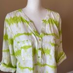 Coral Bay | Green Tie Dye Linen Blend Blouse Sz LP Photo 1
