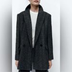 ZARA  Black/Gray Removable Faux Fur Collar Blazer/Jacket(Size Medium) Photo 4