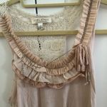 Forla Paris sleeveless mesh embroidered ruffled top blush and white size small Photo 1