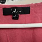 Lulus  rayon Swiss dot deep v-neck tiered mini dress dusty rose lace M skater Photo 5