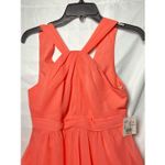 David's Bridal Short Crinkle Chiffon Dress with Halter Coral Reef 6 Photo 2