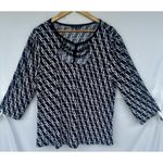 Adrienne Vittadini Adrienne Vitadini 3/ 4 Sleeve Black & White Blouse Light & Breathable SZ 2xl Photo 3