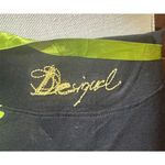 Desigual  Midi Skirt Black Knit Colorful Art to Wear lime green satin belt sz M Photo 3