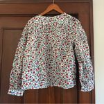 J.Crew Shirred Popover Top Rosewood Floral 100% Cotton Blouse NWT Flaw* Size L Photo 5