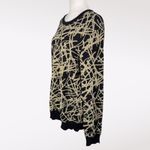 INC Black Gold Metallic Knit Sweater Crewneck Medium Photo 3