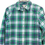 LL Bean Green Blue Plaid Cotton Poplin Button Up Shirt Size XS Photo 2