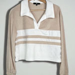 7 For All Mankind  Women's Cropped Terry Cloth V-Neck Sweater Multicolor Size M Photo 0