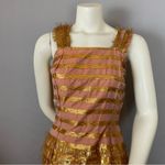 Vintage Handmade Dress Gold Fringe Ribbon Pink New Years Eve Christmas Holiday Size XXS Photo 2