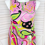 Nina Leonard Paisley Retro Twill Sleeveless Tunic Top Pink Multi 12 Photo 0