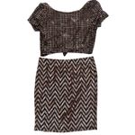 Chic Zigzag Patterned 2pc Skirt Set Black and Gold Dress Size M Photo 8