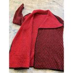 Chico's Red Black Jacquard Open Front Wool Blend Jackie Cardigan Photo 1