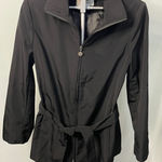 Calvin Klein  Black Belted Jacket Women's‎ Sz L Collared Zip Up Lightweight Photo 0