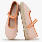 Women's Mary Jane Espadrilles Canvas Platform Flats with Buckle Strap Pink Size 7 Photo 0