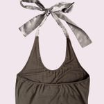 The Limited Vintage Y2K Sand Grey Brown Beaded Grunge Stretch Halter Tank Top Photo 8