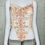 Women’s sheer panel floral embroidered appliqué pink lingerie sleepwear large Photo 0