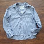 Frank & Eileen Women's Light Blue Striped Chic Feminine Oversized Dress Shirt M Photo 0