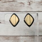Vintage Clip On Earrings Black & Gold Tone Diamond Shape Photo 0