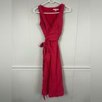 Boden Linen Blend Red Wrap Midi Woman’s Dress 4 Spring Tea Party Summer Casual Photo 5