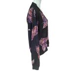 IMAN black leaf pattern long sleeve zip up bomber jacket sweatshirt women's M Size M Photo 2