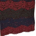 Sandro Red Blue Lace 2 Piece Long Sleeve Lined Pencil MIDI Skirt Set Size 3 US 8 Photo 4