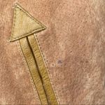 Copper collection leather faux fur lined jacket coat horn type buttons hooded sm Tan Photo 5