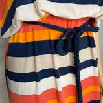 Sangria Navy Blue Orange Cream Striped Loose Fitting Mini Dress Size 4 Photo 3