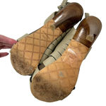 L.A.M.B. Kam Taupe Platform Slingback Wooden Heels Sandals Size 9.5 Photo 10