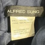 Alfred Sung  Maxi Gown Women's 14R Navy Blue Square Neck Satin A-Line Sleeveless Photo 8