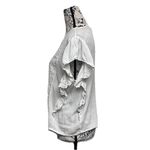 American Eagle  Ivory Eyelet Crochet Boho Peasant Top Women’s Medium Sheer Ruffle Photo 3