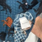 Jane and Delancey  Teal Horse Print Button Up Shirt Boho Western Long Sleeve Sz XL Photo 10