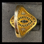 vintage gold plated ladies rhinestone cluster cocktail ring Photo 4