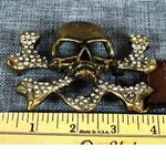 Nine West Skull Buckle Brown Leather Belt Woman's 39 in long Photo 3