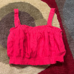 Abercrombie & Fitch Hot Pink Smocked Linen Crop Tank Top Women’s Size Small Photo 0