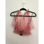 NBD  Ruffle‎ Halter Top Sleeveless Party Open Back Pink Size S NWT Photo 3