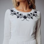 Mod Ref  Midi Dress Small White Embroidered Boho Resort Beach‎ Bridal Casual Photo 2
