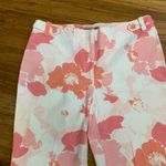 Ann Taylor Floral Print Cropped Pants Womens Size 4 Pink White Casual Career Photo 1