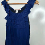 Amanda Uprichard  Navy Silk Ruffle Front Lace Back Mini Dress Size Small Photo 3