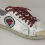 Saint Laurent Paris White Leather Glitter Diamond Patch Low Top Sneakers Size 36 Photo 0